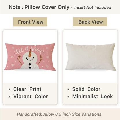 Cute Christmas Let it Snow Snowman Throw Pillow Cover 12x20 Inch