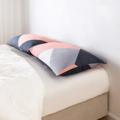 Peach Geometric Pillow Cases Set of 2 King 100% Cotton Decorative Pink Blue Striped Pillow Covers Envelope Closure Navy Blue Chevron Print Pillow Protectors 2 Pack 20X36 Inches