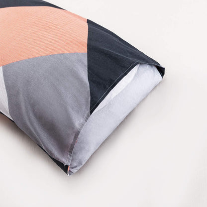 Peach Geometric Pillow Cases Set of 2 King 100% Cotton Decorative Pink Blue Striped Pillow Covers Envelope Closure Navy Blue Chevron Print Pillow Protectors 2 Pack 20X36 Inches