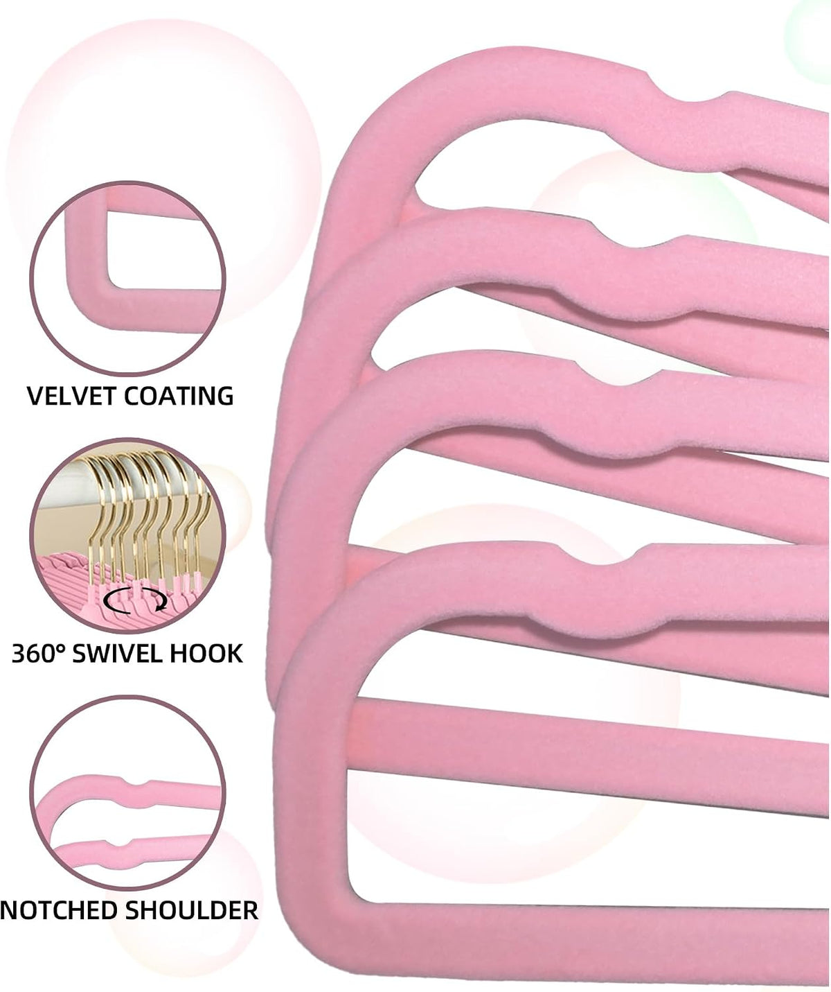Felt Hangers Pink Velvet Hangers, Cute Pants Hanger, 20 Pack Chic Hangers