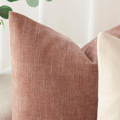 Solid Textured Chenille Throw Pillow Covers 18x18,Dusty Pink