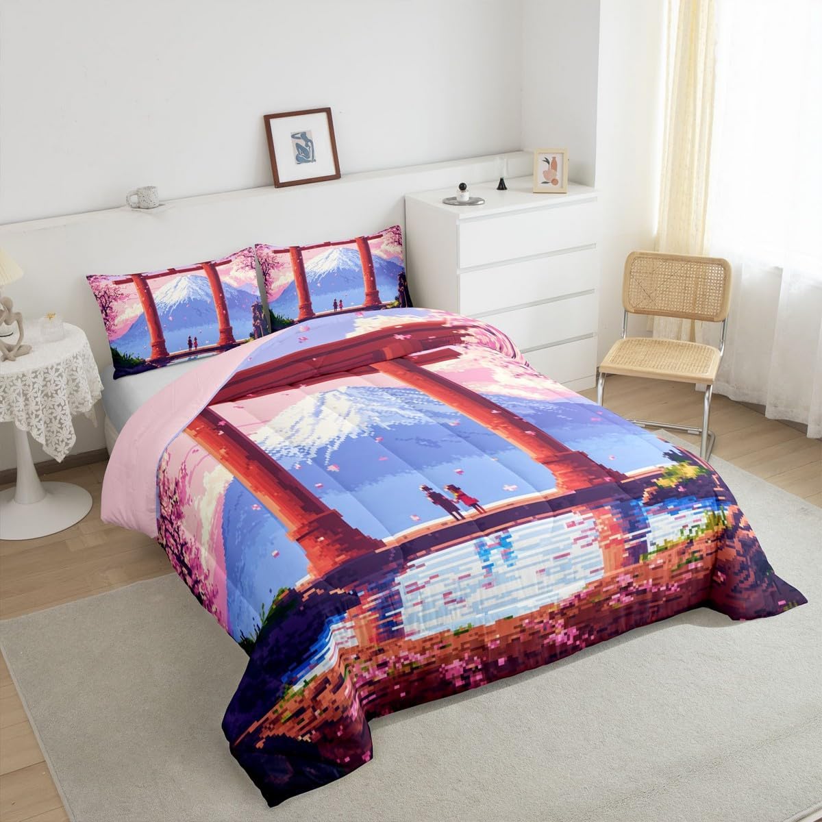 Pink Japan Comforter Set Full Size Bedding Set