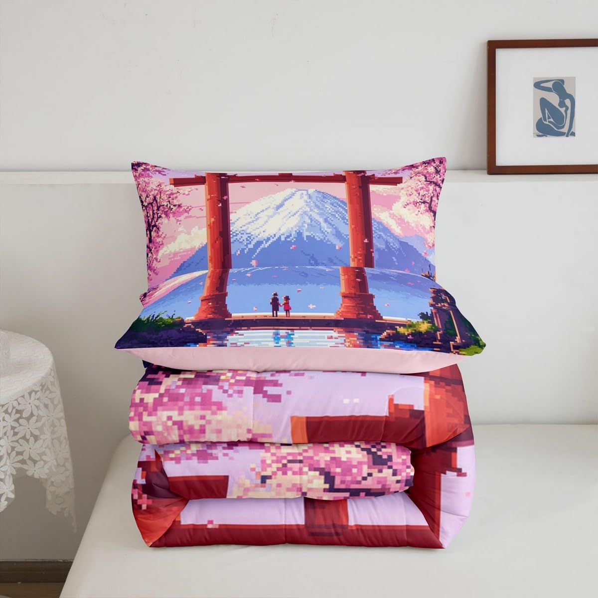 Pink Japan Comforter Set Full Size Bedding Set