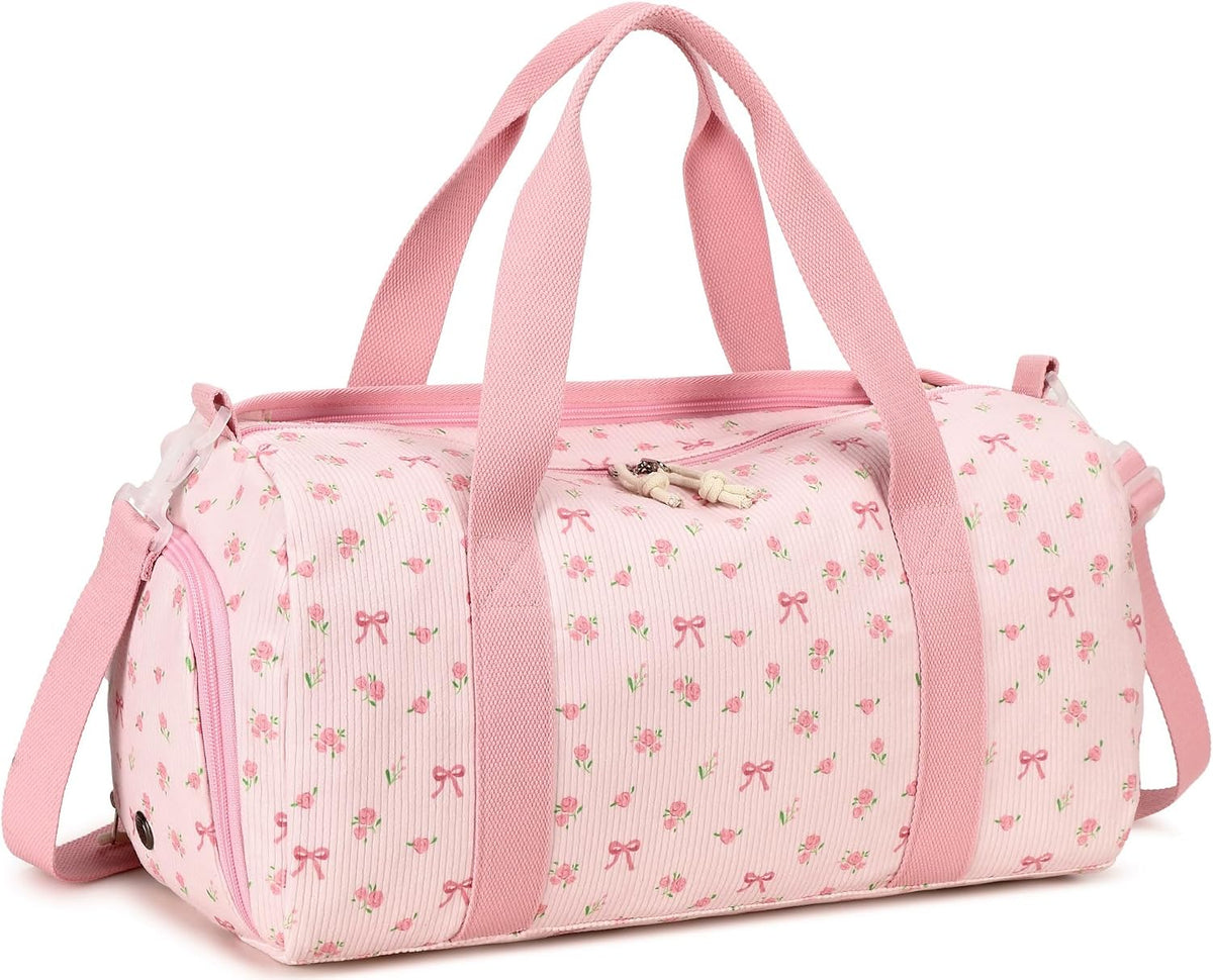 Gym Duffle Bag for Women Girls, Sports Workout Travel Bag with Shoe Compartment, Weekender Bags Wet Pocket