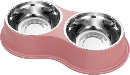 Stainless Steel Dog Bowls Double Non-Slip Dog Water and Food Bowl