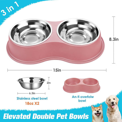 Stainless Steel Dog Bowls Double Non-Slip Dog Water and Food Bowl