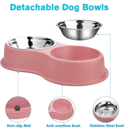 Stainless Steel Dog Bowls Double Non-Slip Dog Water and Food Bowl