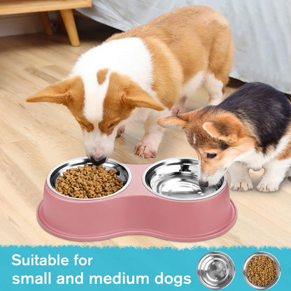 Stainless Steel Dog Bowls Double Non-Slip Dog Water and Food Bowl