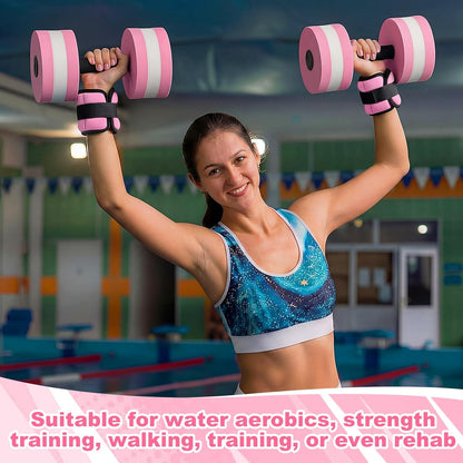 Water Aerobics Set, 4 Piece Pool Exercise Kit (2 Aquatic Dumbbells + 2 Ankle/wrist Weights), EVA Foam, Low-impact Workout