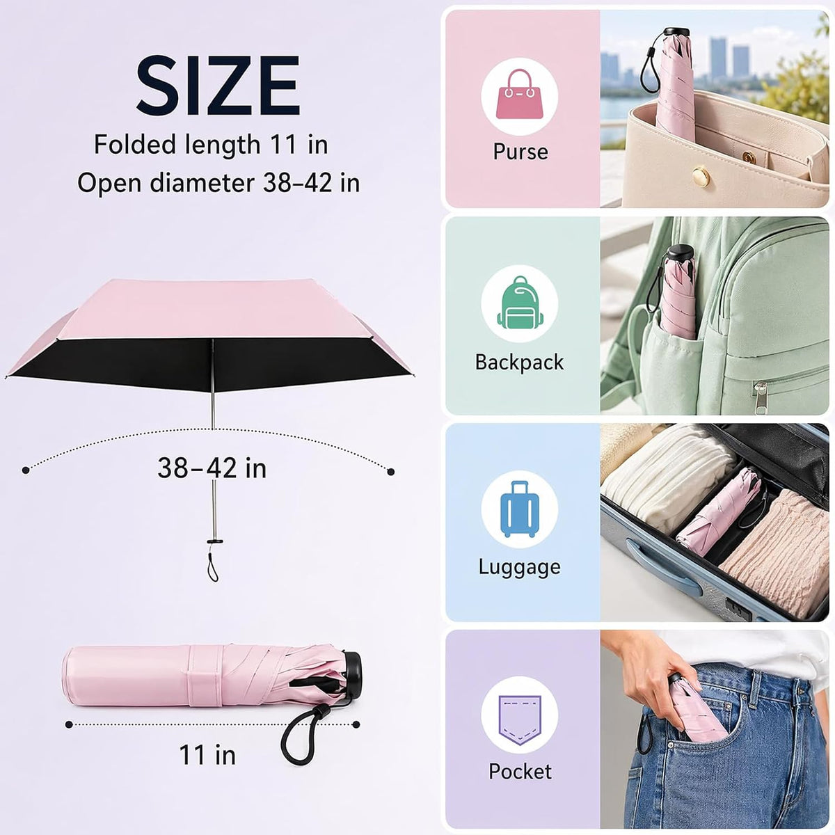 UPF 50+ Pencil Umbrella from Japan - 103g Ultra-Light Compact Umbrella