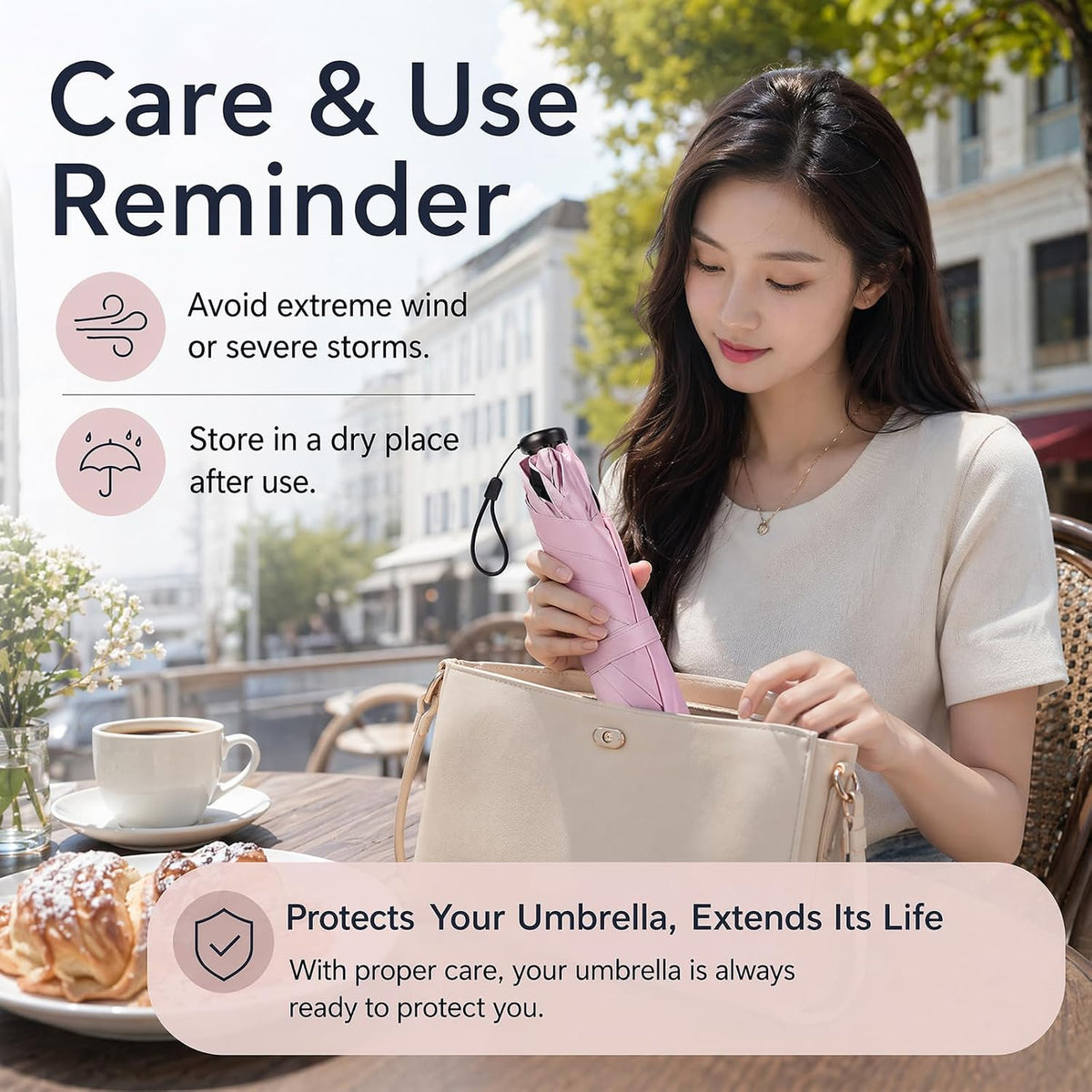 UPF 50+ Pencil Umbrella from Japan - 103g Ultra-Light Compact Umbrella