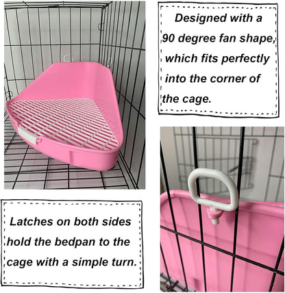 kathson Rabbit Litter Box Bunny Toilet Triangle Potty Trainer Corner Large Bedding Box Pet Pan for Rabbits Chinchillas Guinea Pigs Ferrets Galesaurs