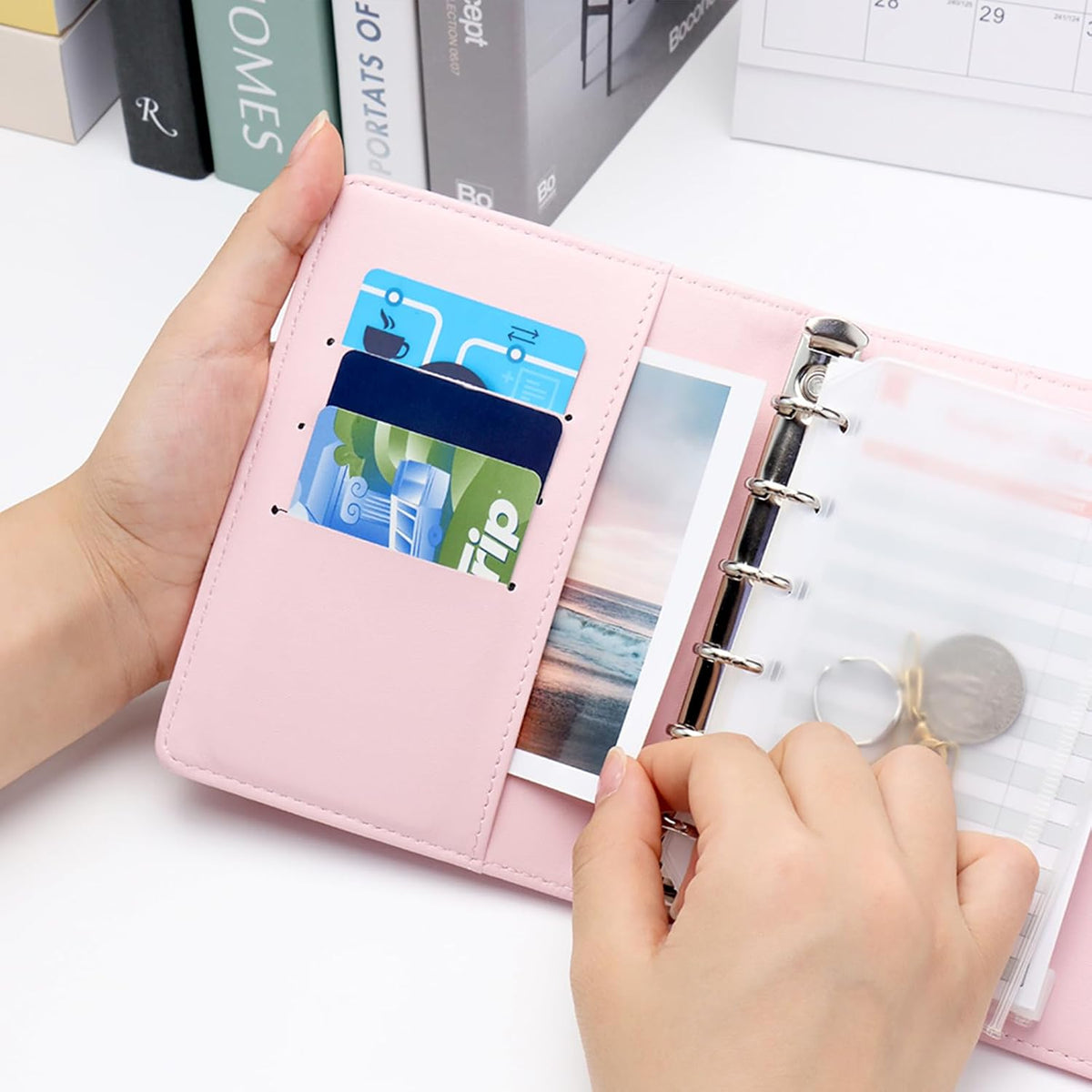 Pink A7 Binder Wallet Crocodile Planner Cover