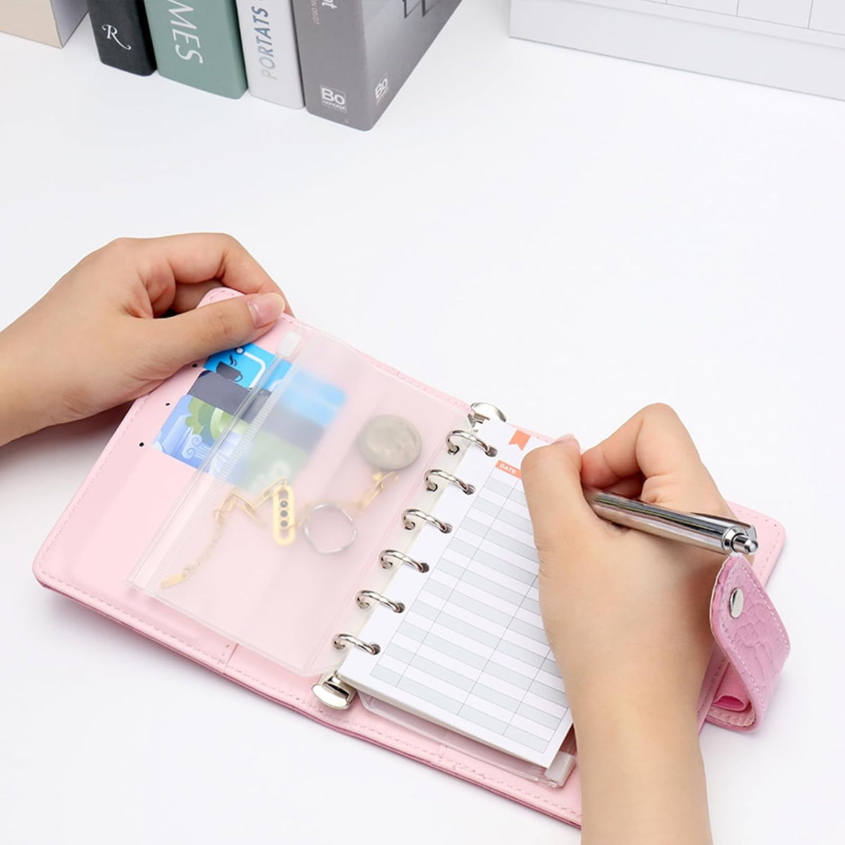 Pink A7 Binder Wallet Crocodile Planner Cover