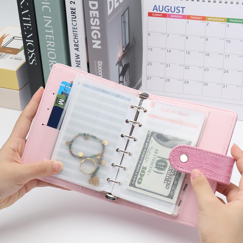 Pink A7 Binder Wallet Crocodile Planner Cover