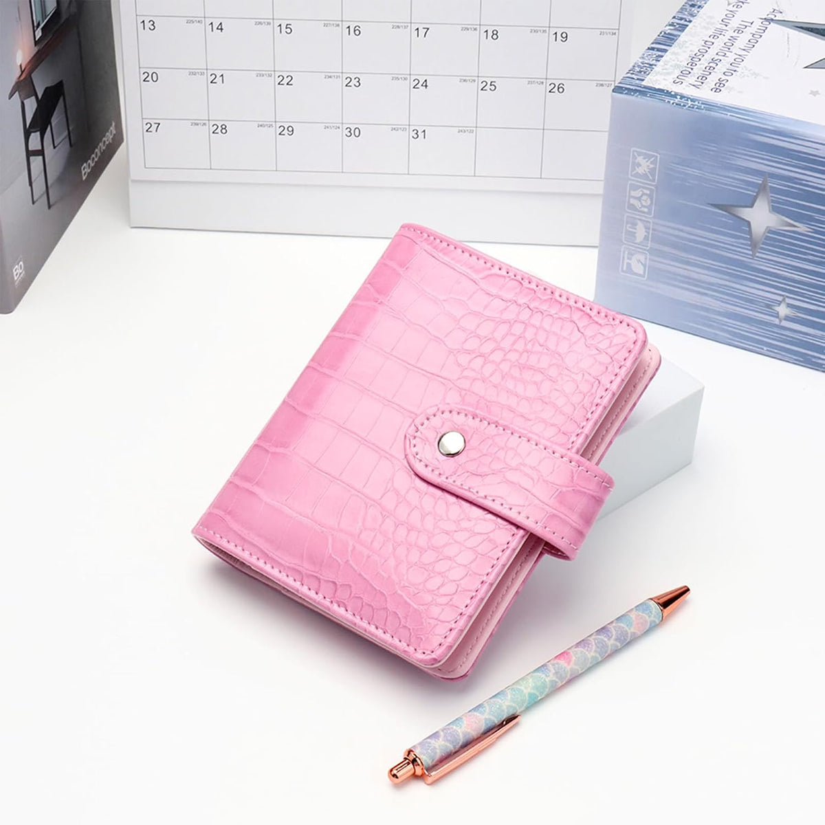Pink A7 Binder Wallet Crocodile Planner Cover