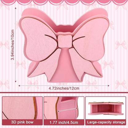 Pink Bow Pen Holder for Desk Large Capacity Pencil Holder for Girls