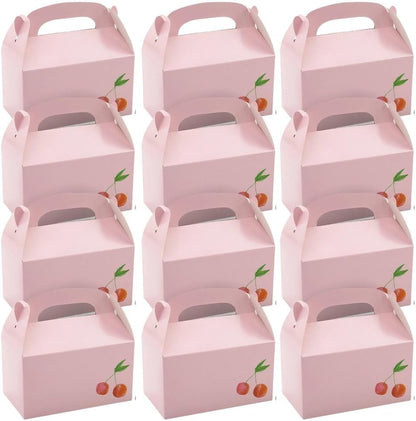 Fun Express 6 1/4" x 5 1/2" Pink Cherries Cardstock Treat Boxes - 12 Pieces