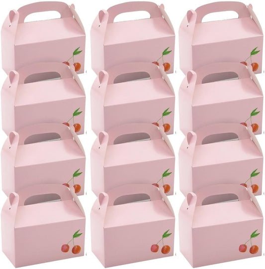 Fun Express 6 1/4" x 5 1/2" Pink Cherries Cardstock Treat Boxes - 12 Pieces