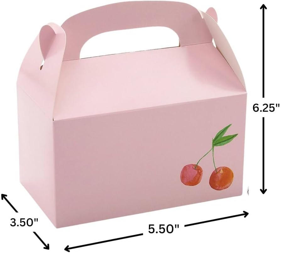 Fun Express 6 1/4" x 5 1/2" Pink Cherries Cardstock Treat Boxes - 12 Pieces