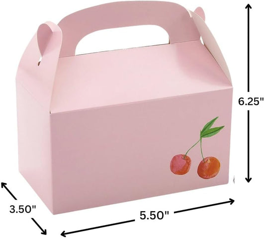 Fun Express 6 1/4" x 5 1/2" Pink Cherries Cardstock Treat Boxes - 12 Pieces