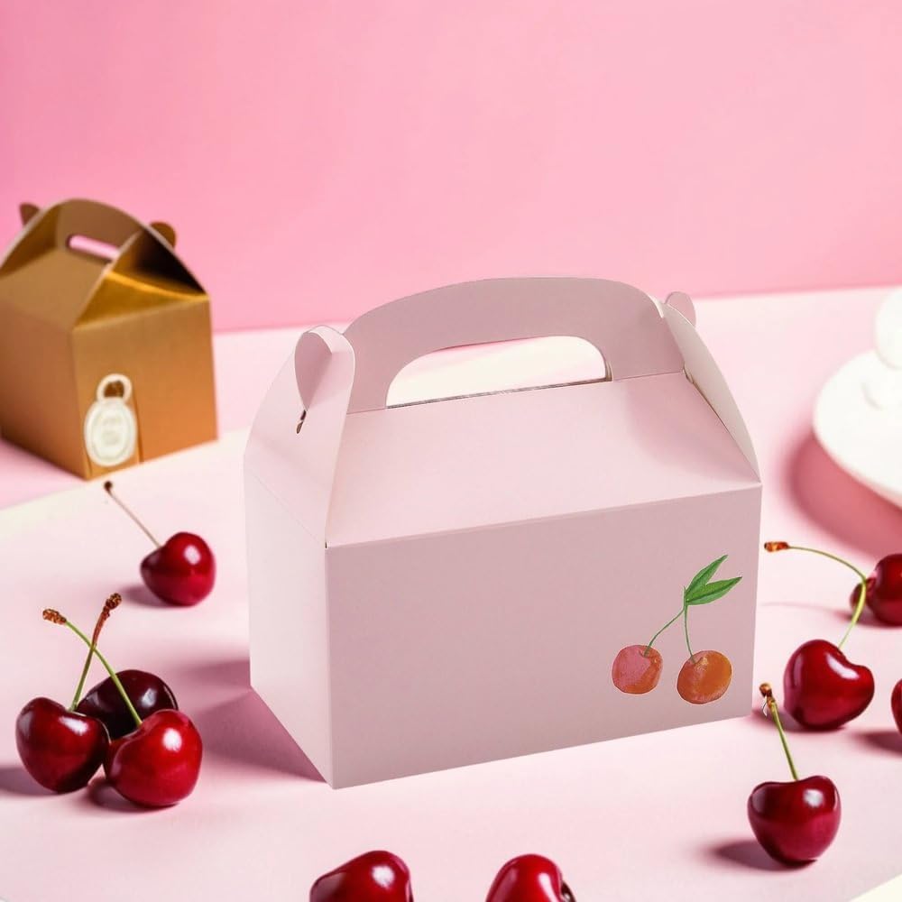 Fun Express 6 1/4" x 5 1/2" Pink Cherries Cardstock Treat Boxes - 12 Pieces