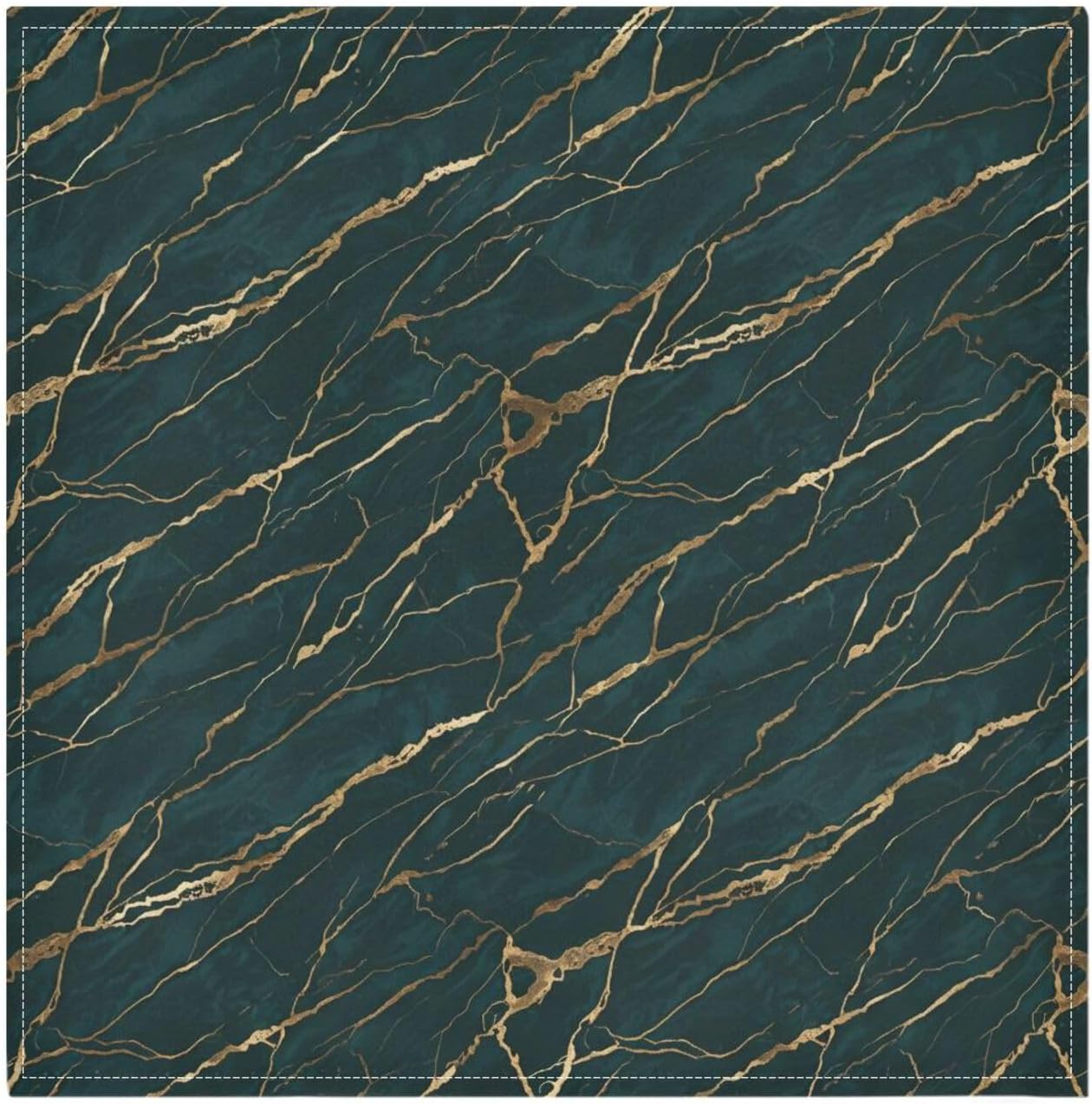 Emerald Gold Marble 20x20 Inch Cloth Napkins Set of 6, Satin Peach Skin Polyester Dinner Napkins, Washable Reusable Table Napkins with Hemmed Edges for Wedding Party Restaurant Everyday Use