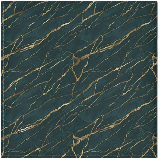 Emerald Gold Marble 20x20 Inch Cloth Napkins Set of 6, Satin Peach Skin Polyester Dinner Napkins, Washable Reusable Table Napkins with Hemmed Edges for Wedding Party Restaurant Everyday Use