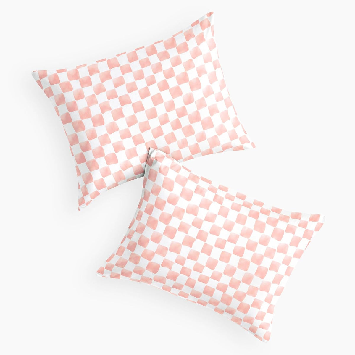 Gingham Pillow Cases, Checkered Grid Plaid Geometric Preppy Pattern Printed, Set of 2 Soft Pillowcases Pillow Shams Covers, Pink White, Standard Size 20x26 Inches