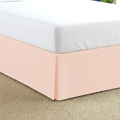 Bed Skirt Queen Size 9" Drop Length, Platform Style with Secure Fit, Tailored Look, Split Corners Bed-Skirt, Wrinkle Resistant Egyptian Cotton (Peach, Solid)