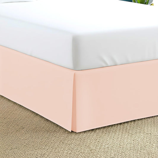 Bed Skirt Queen Size 9" Drop Length, Platform Style with Secure Fit, Tailored Look, Split Corners Bed-Skirt, Wrinkle Resistant Egyptian Cotton (Peach, Solid)