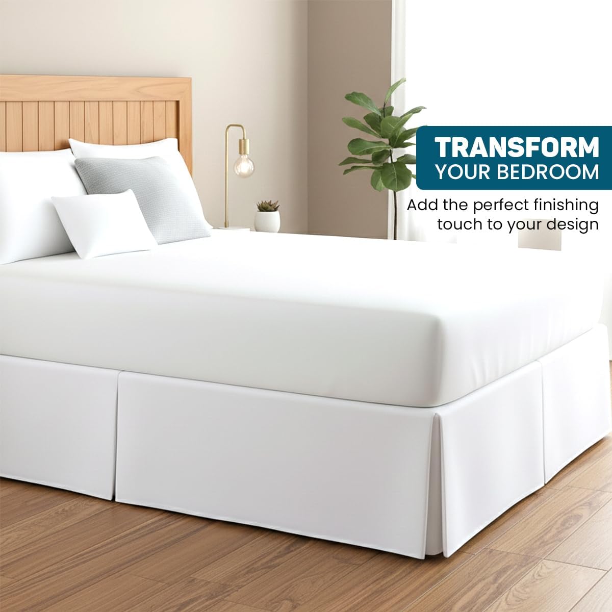 Bed Skirt Queen Size 9" Drop Length, Platform Style with Secure Fit, Tailored Look, Split Corners Bed-Skirt, Wrinkle Resistant Egyptian Cotton (Peach, Solid)