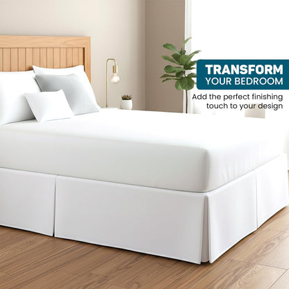Bed Skirt Queen Size 9" Drop Length, Platform Style with Secure Fit, Tailored Look, Split Corners Bed-Skirt, Wrinkle Resistant Egyptian Cotton (Peach, Solid)