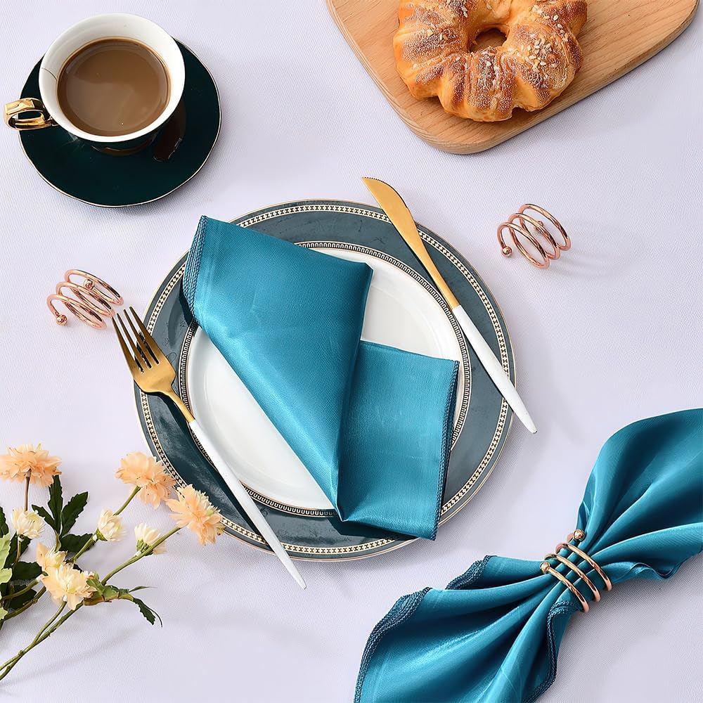 Rose Gold Napkin Rings Set of 12, Round Metal Napkin Ring Cloth Holder Rings Gold Halloween Fall Thanksgiving Christmas Valentine Thankful Napkin Rings Coffee Dining Wedding Table Decor
