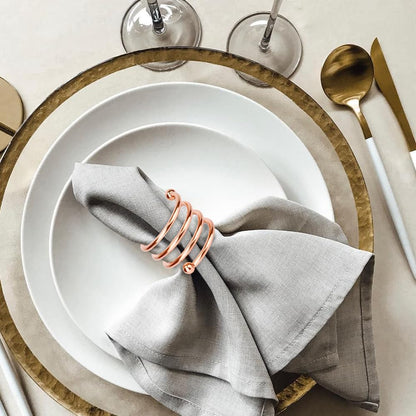 Rose Gold Napkin Rings Set of 12, Round Metal Napkin Ring Cloth Holder Rings Gold Halloween Fall Thanksgiving Christmas Valentine Thankful Napkin Rings Coffee Dining Wedding Table Decor