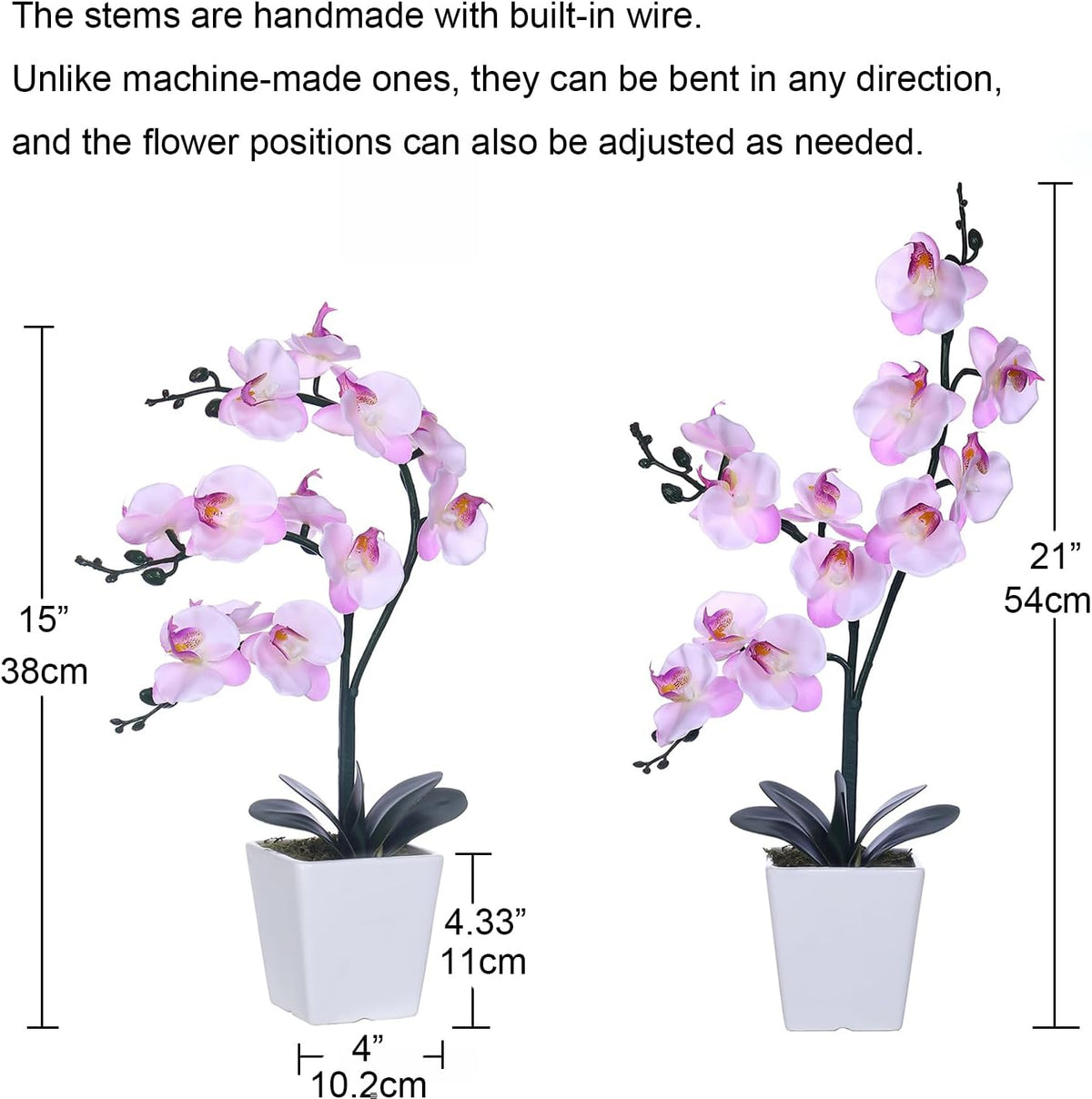 15" Silk Phalaenopsis Orchid in Square Pot, Pink Shades Flower Arrangements