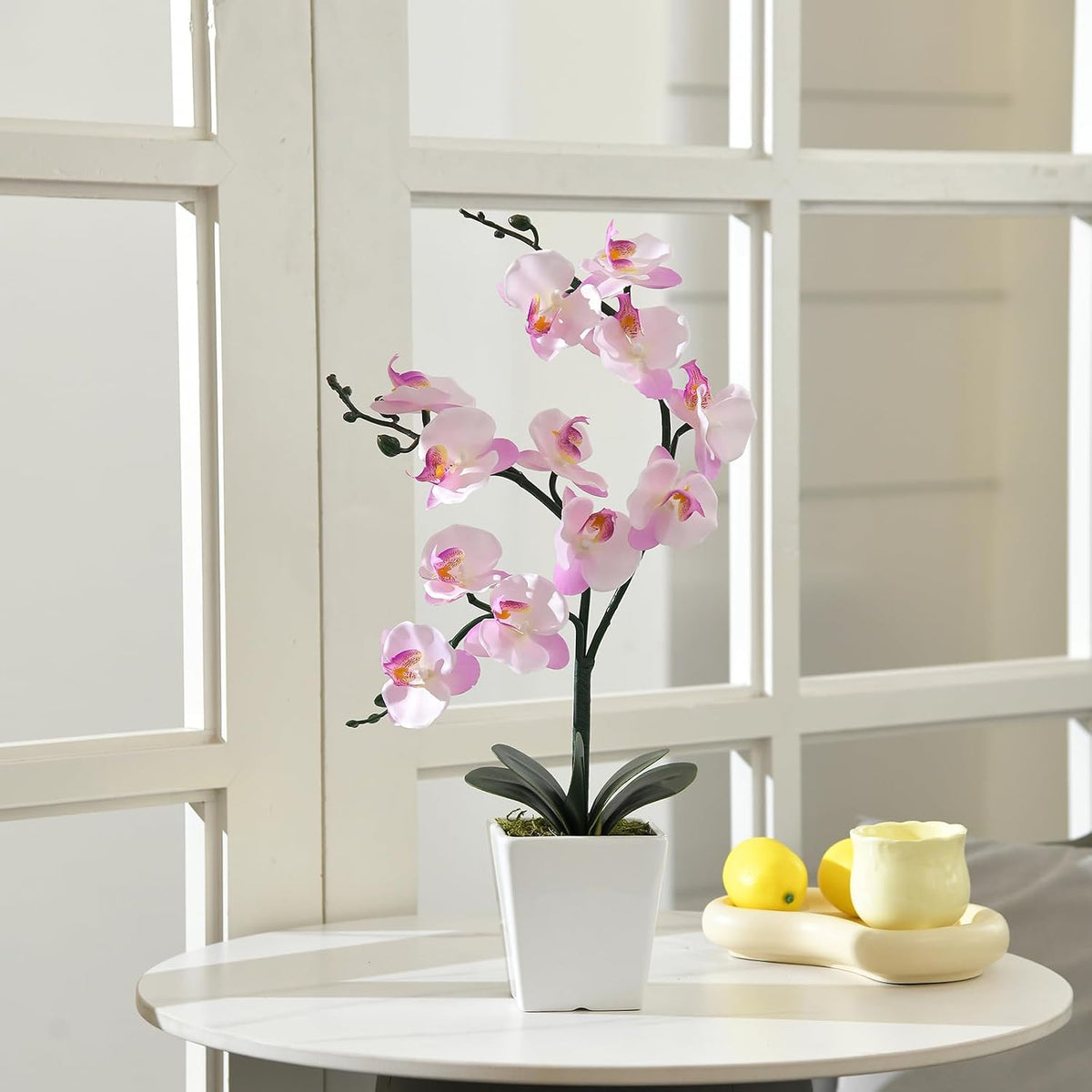 15" Silk Phalaenopsis Orchid in Square Pot, Pink Shades Flower Arrangements