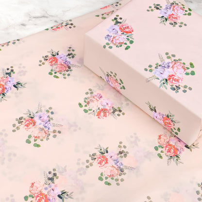 60 Sheets Pink Rose Floral Tissue Paper Bulk, 14 x 20 inch, Rose Floral Tissue Paper for Gift Bags, Baby Showers, Wedding, Birthday Party
