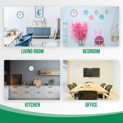 Wall Clock Non-Ticking Silent Quartz Movement Decor Clock Modern Simple Style Round Plastic Wall Clocks for Home/Office/School/Living Room/Bedroom/Kitchen (Pink, 12 Inch)