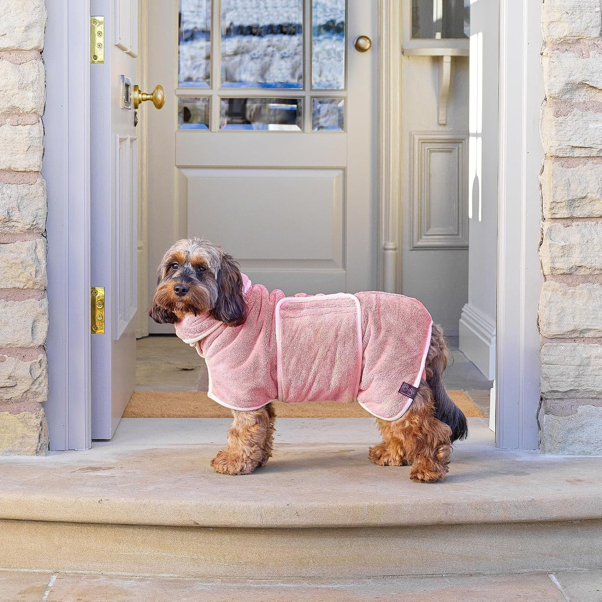 ® Dog Robe - Luxurious Dog Bathrobe - Ultra Absorbent Dries Your Dogs in Minutes! Double-Layer, Super Soft Towel and Bath Robe All in One (M, Dusty Pink)