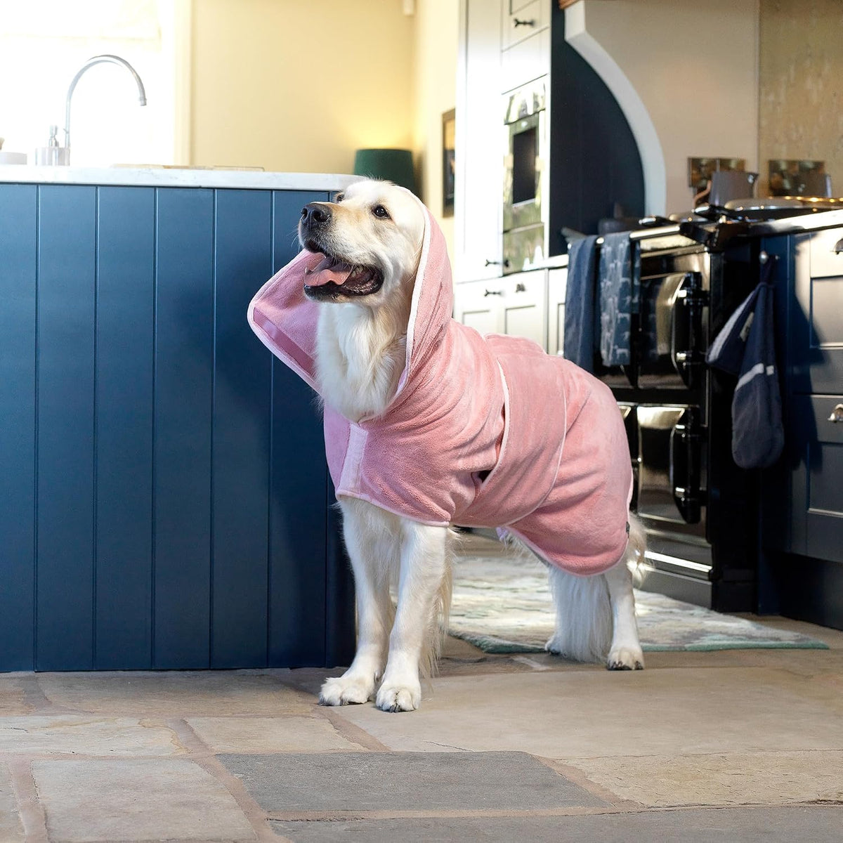 ® Dog Robe - Luxurious Dog Bathrobe - Ultra Absorbent Dries Your Dogs in Minutes! Double-Layer, Super Soft Towel and Bath Robe All in One (M, Dusty Pink)