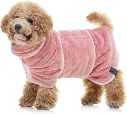 ® Dog Robe - Luxurious Dog Bathrobe - Ultra Absorbent Dries Your Dogs in Minutes! Double-Layer, Super Soft Towel and Bath Robe All in One (M, Dusty Pink)