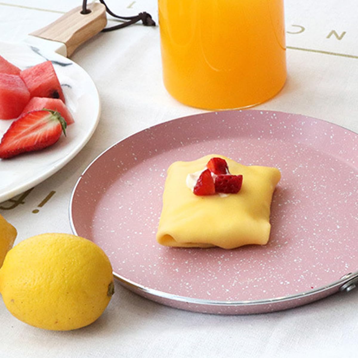 Pink Aluminum Nonstick Omelette Pancake Pan for Easy Flipping