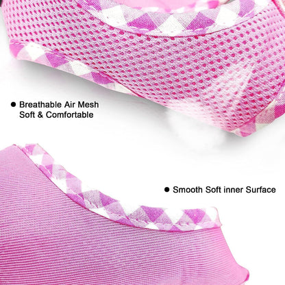 Upgraded Soft Mesh Dog Harness, Super Breathable Lightweight Pet Harnesses for Puppy Dogs Outdoor Walking, Pink Dog Harness and Dog Leash Set Packing -Small
