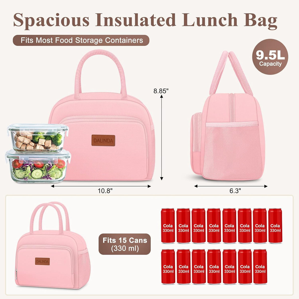 Lunch Bag Lunch Box for Women Men, Insulated Lunch Bags Water-Resistant Cute Cooler Lunch Tote Bag, Reusable Large Capacity for Work Travel Picnic