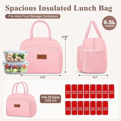 Lunch Bag Lunch Box for Women Men, Insulated Lunch Bags Water-Resistant Cute Cooler Lunch Tote Bag, Reusable Large Capacity for Work Travel Picnic