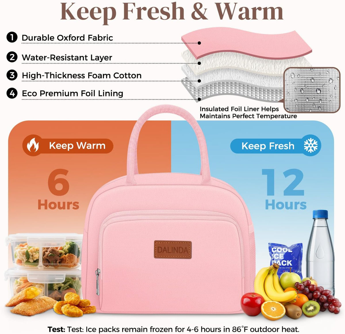 Lunch Bag Lunch Box for Women Men, Insulated Lunch Bags Water-Resistant Cute Cooler Lunch Tote Bag, Reusable Large Capacity for Work Travel Picnic