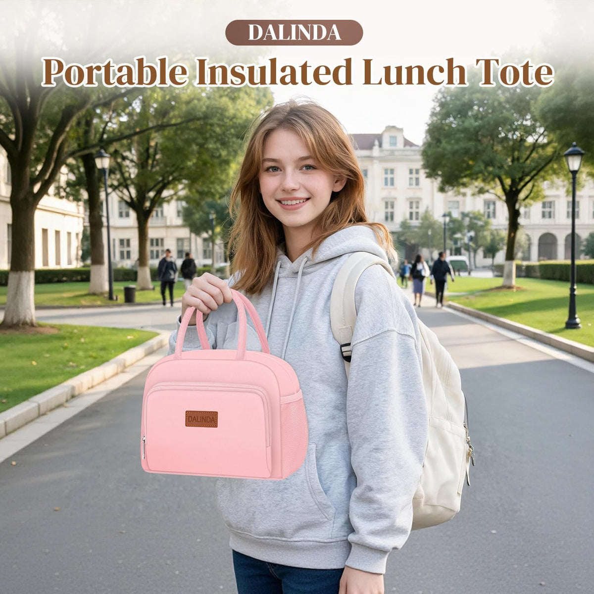 Lunch Bag Lunch Box for Women Men, Insulated Lunch Bags Water-Resistant Cute Cooler Lunch Tote Bag, Reusable Large Capacity for Work Travel Picnic