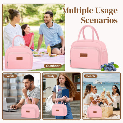 Lunch Bag Lunch Box for Women Men, Insulated Lunch Bags Water-Resistant Cute Cooler Lunch Tote Bag, Reusable Large Capacity for Work Travel Picnic