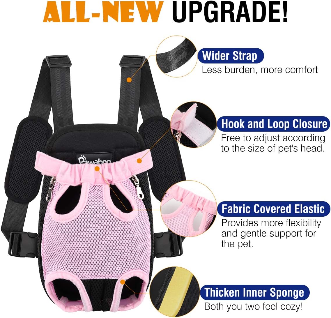 Pet Carrier Backpack, Pet Front Dog Cat Carrier Backpack, Legs Out, Easy-Fit for Traveling Hiking Camping, Travel Bag Backpacks for Small Dogs Cats, S, Pink